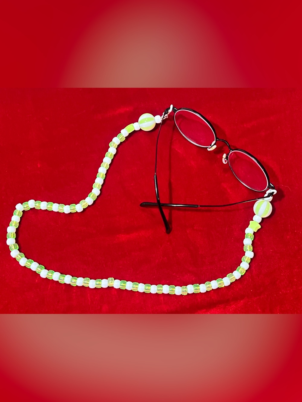 White/Clear Green Glasses Chain
